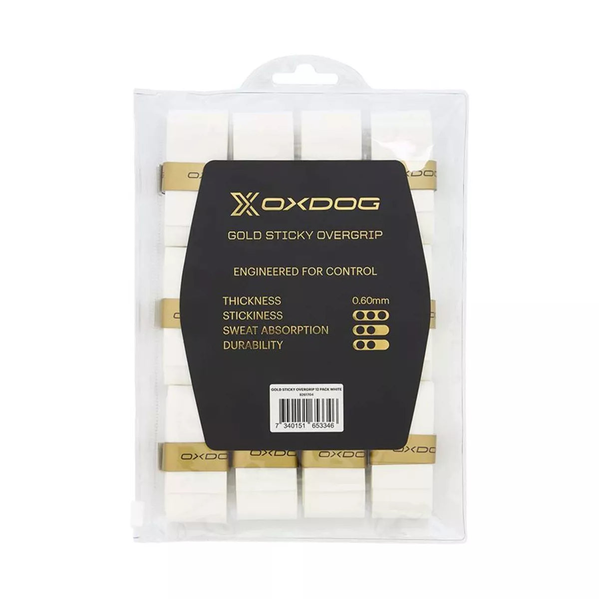 Oxdog Gold Sticky White Overgrips - 12 Pack – 3