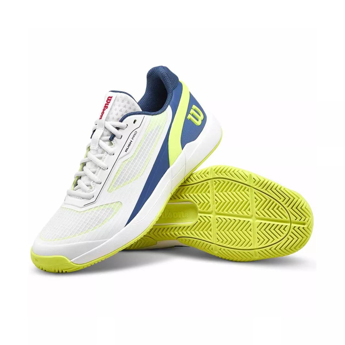 Wilson Rush Pro 5 Junior Tennis Shoes White / Blue / Yellow – 8