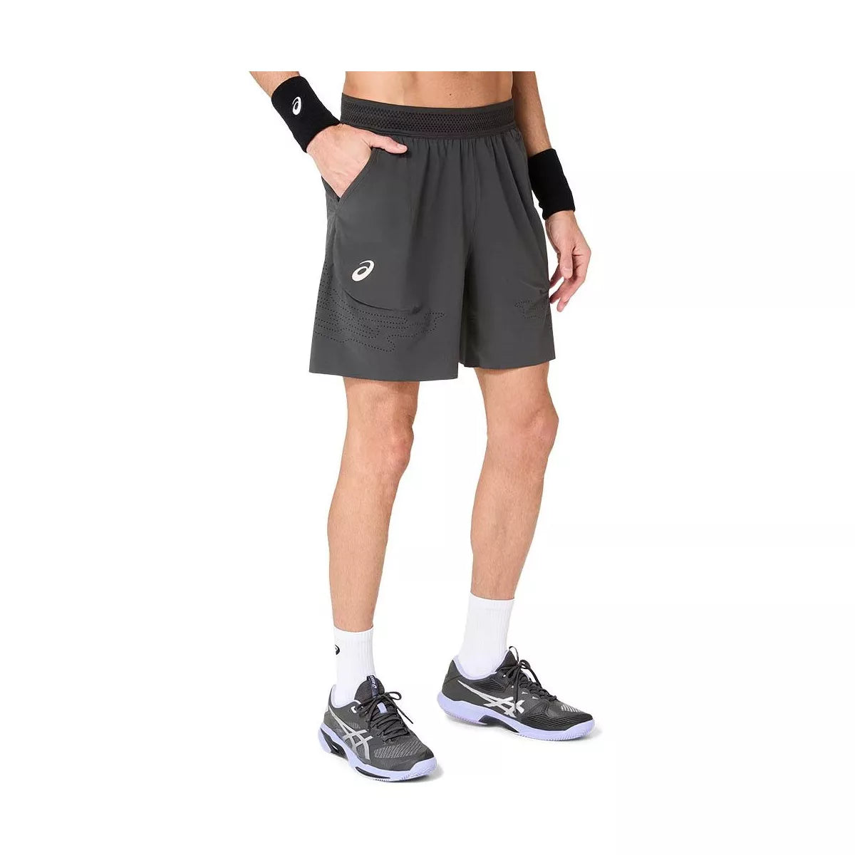 Asics Match Laser Cut 7in Tennis Shorts Grey – 3