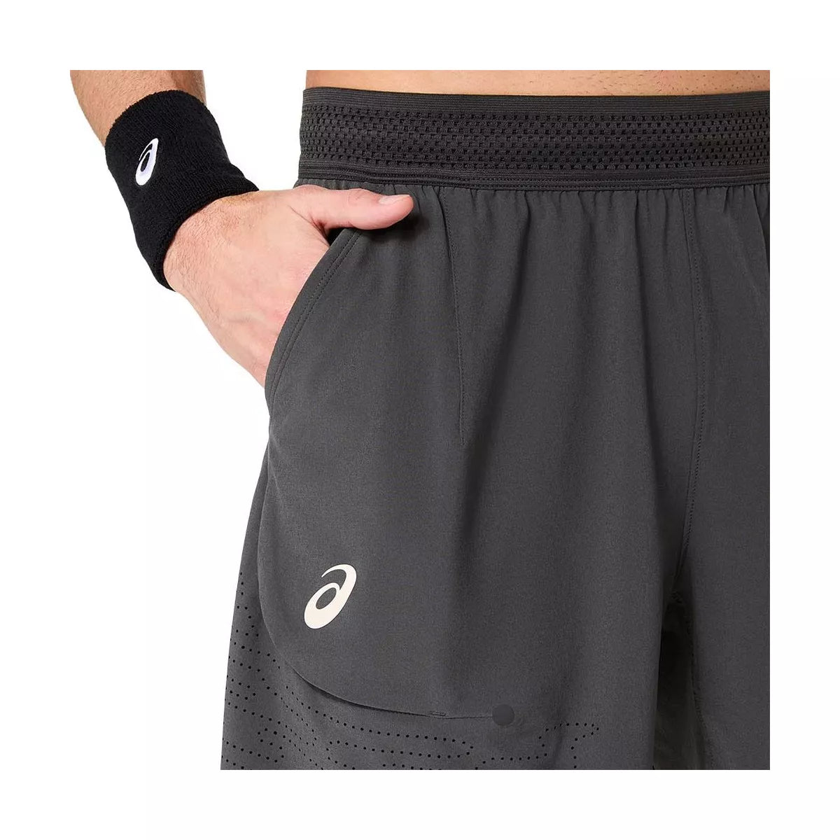Asics Match Laser Cut 7in Tennis Shorts Grey – 4