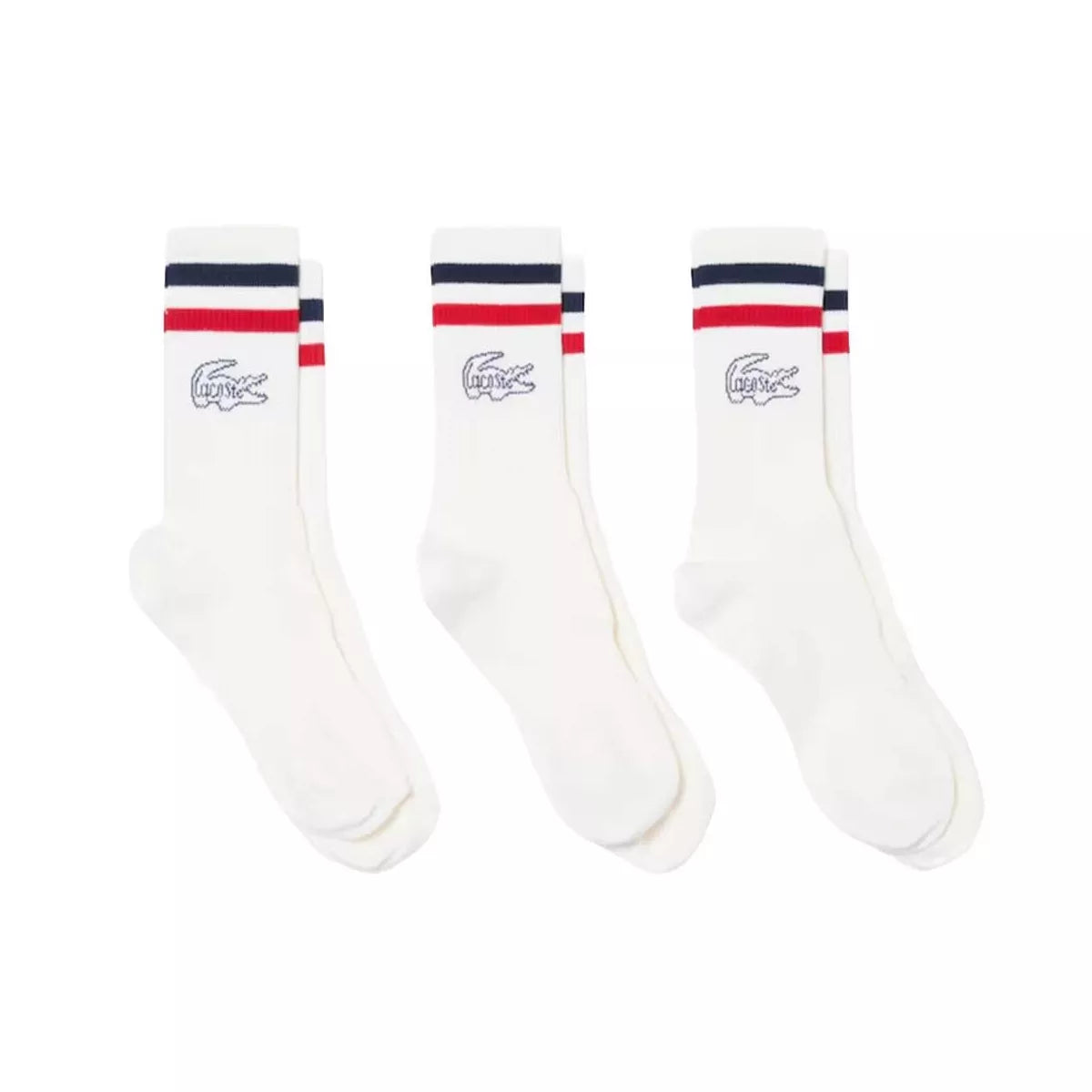 Lacoste Long White Ribbed Socks (3 Pairs)