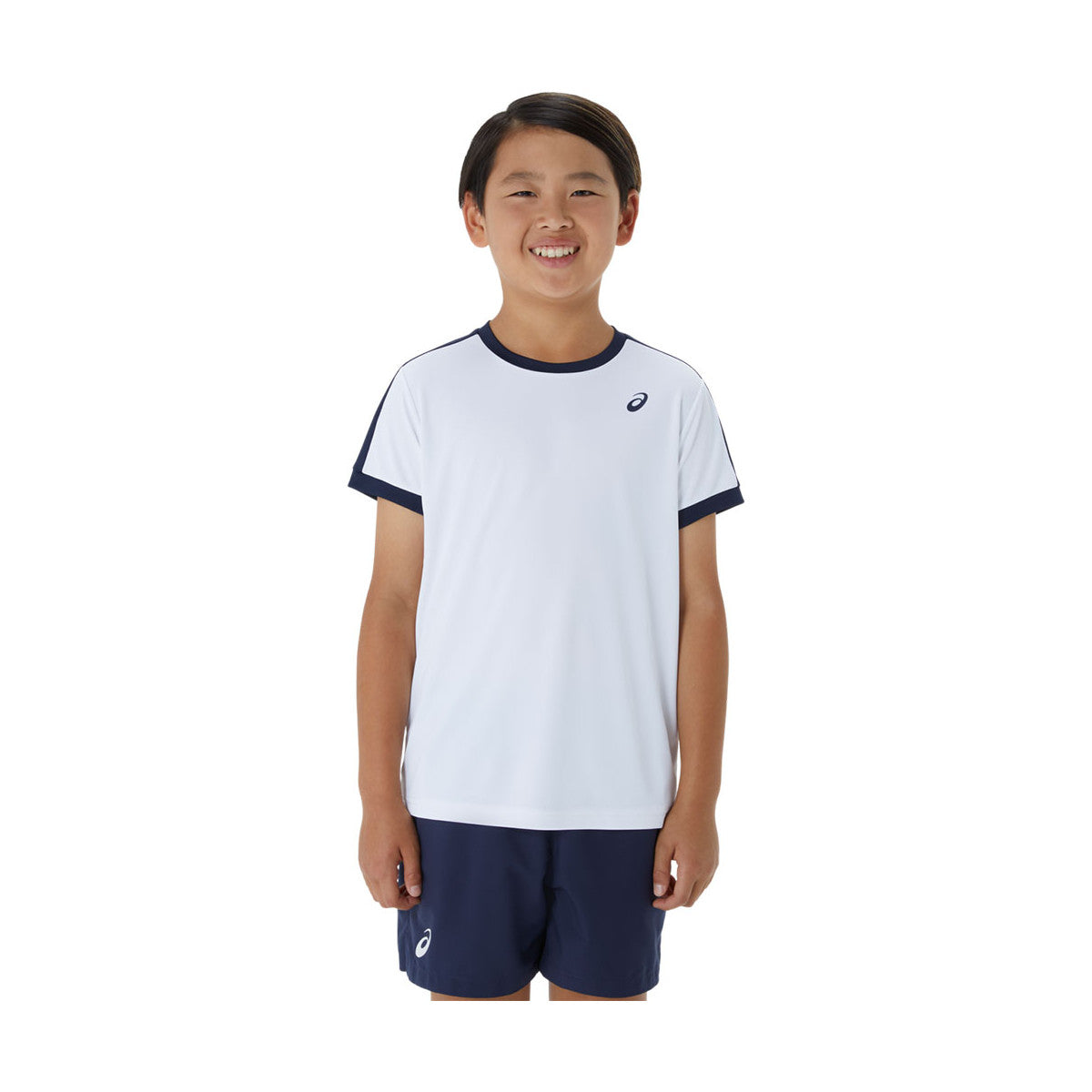 Asics Boy's White / Navy Blue T-Shirt