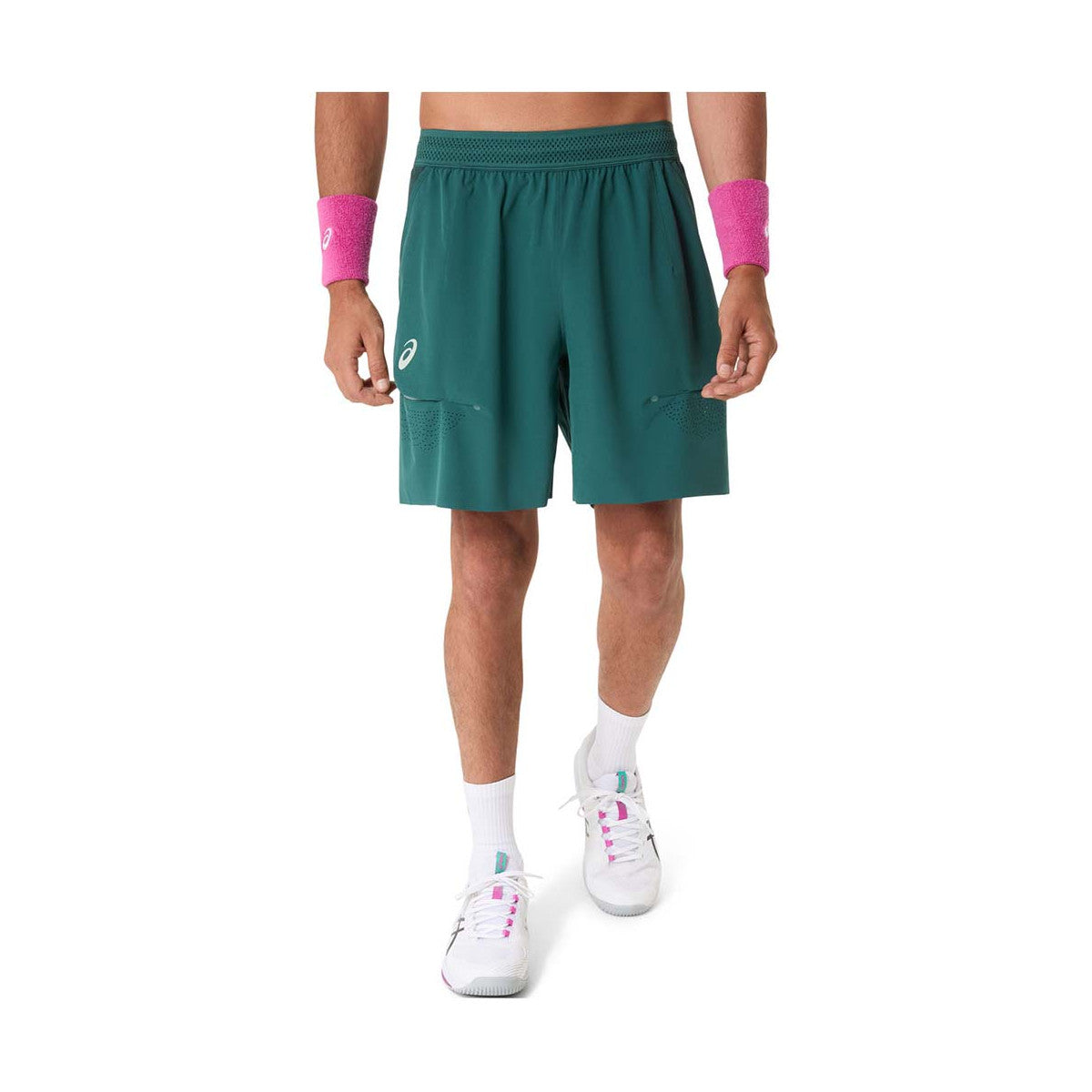 Asics Match Laser Cut 7in Tennis Shorts - Green
