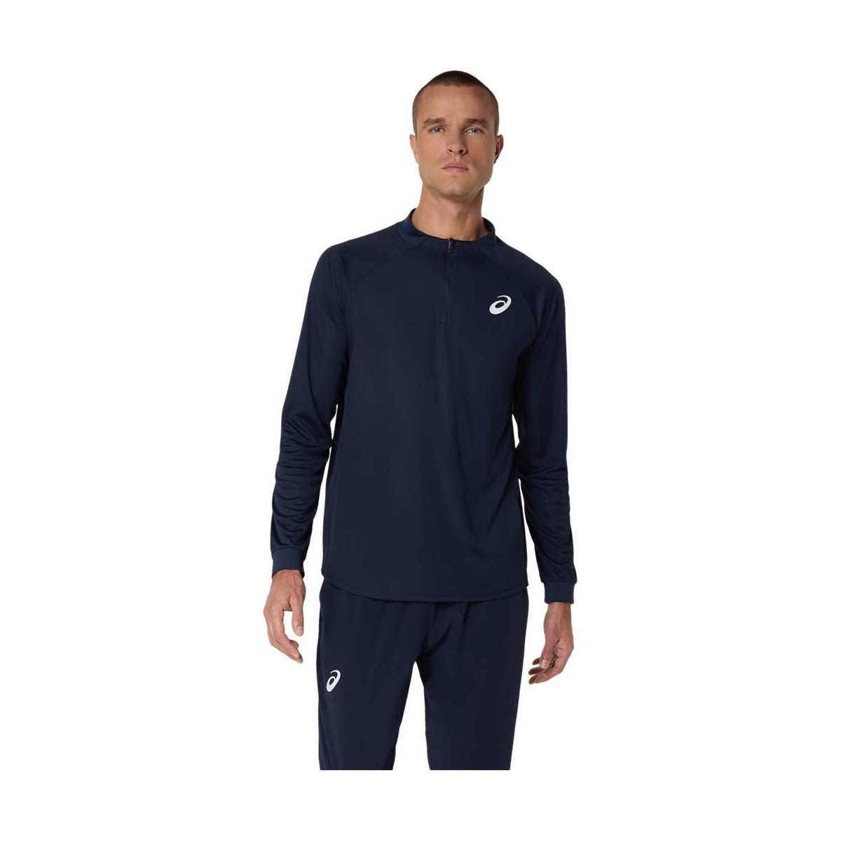 Asics Match LS Zip Long Sleeve T-Shirt Navy Blue