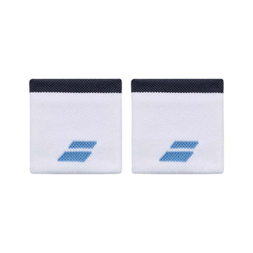 Babolat Logo White / Blue Wristbands x 2