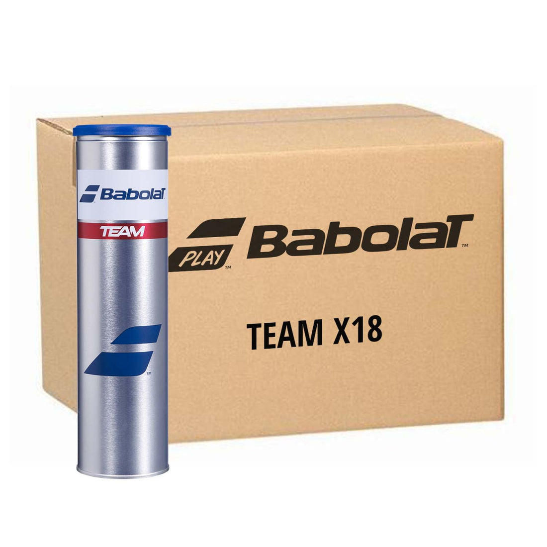Box 18 cans of 4 Babolat Team Balls
