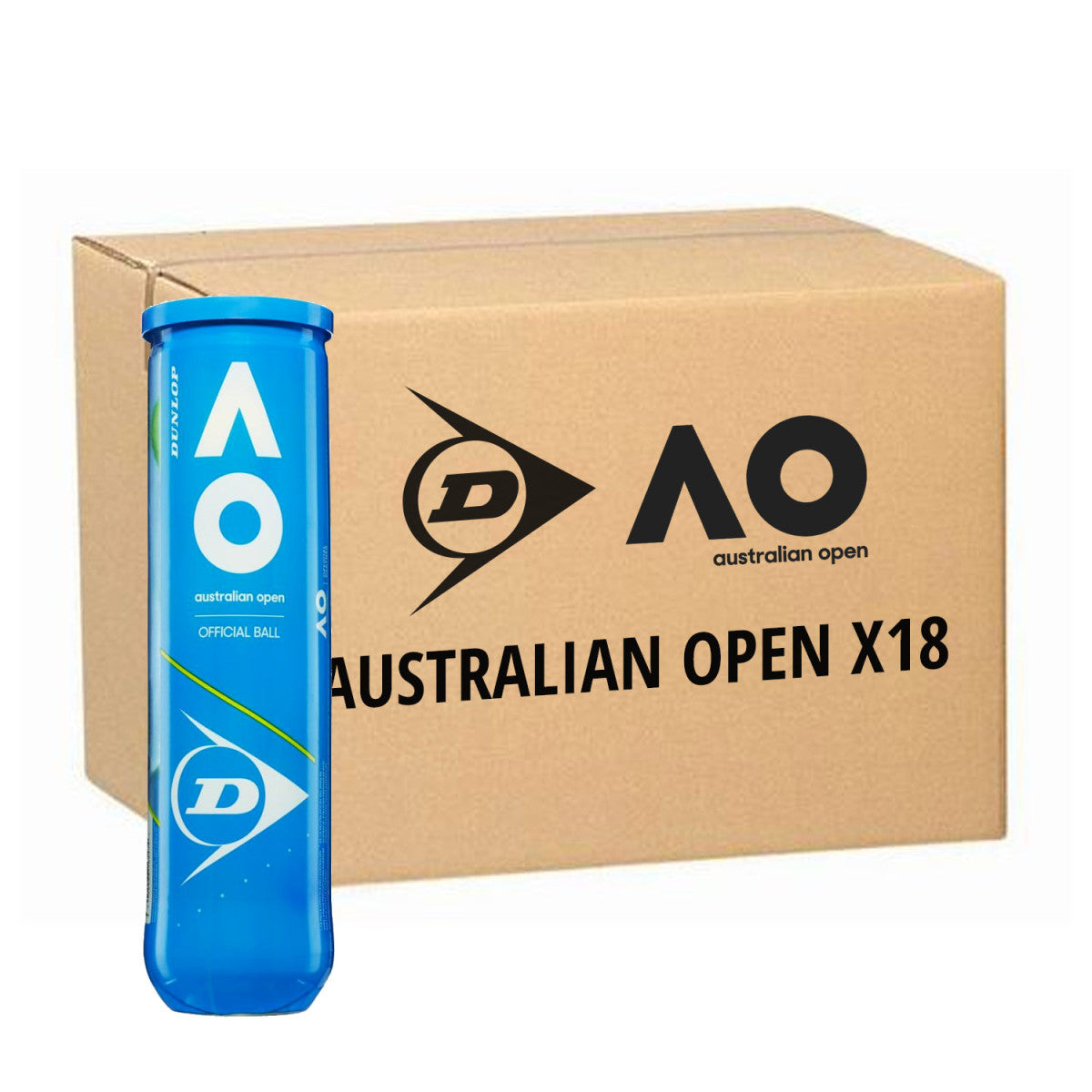 Box 18 cans of 4 Dunlop Australian Open Balls