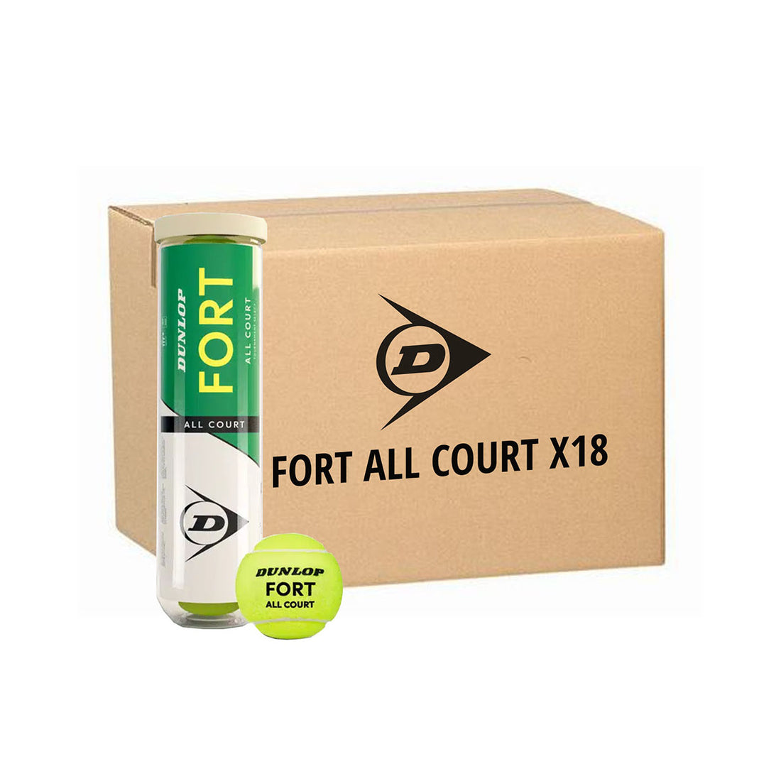 Box 18 cans of 4 Dunlop Fort All Court Balls