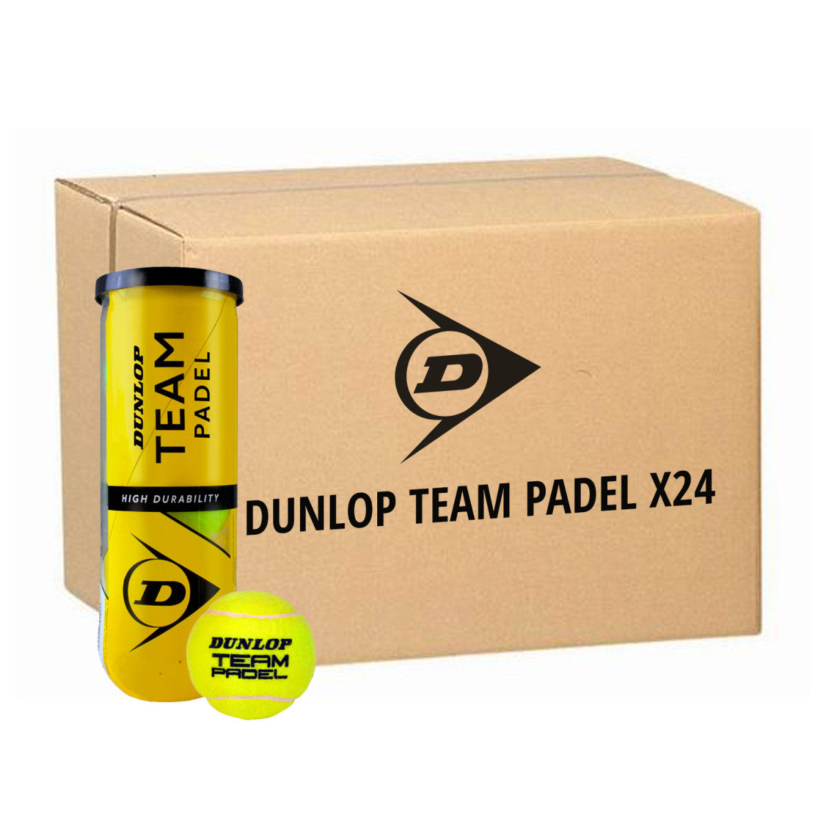 Box 24 cans of 3 Dunlop Team Padel balls