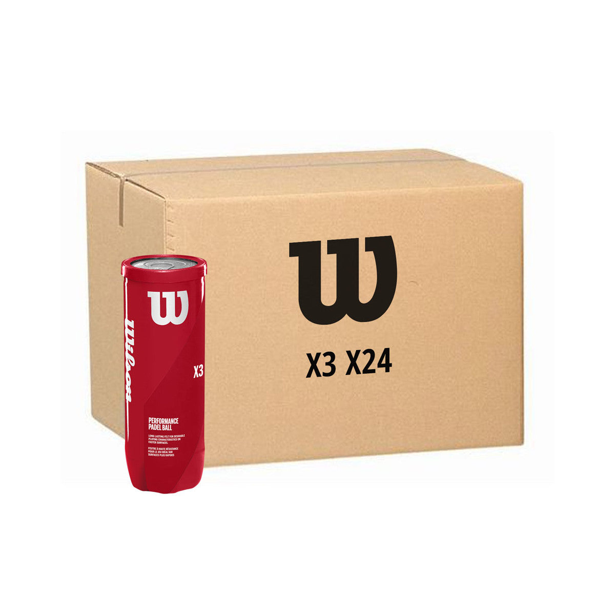 Box 24 cans of 3 Wilson Padel X3 balls