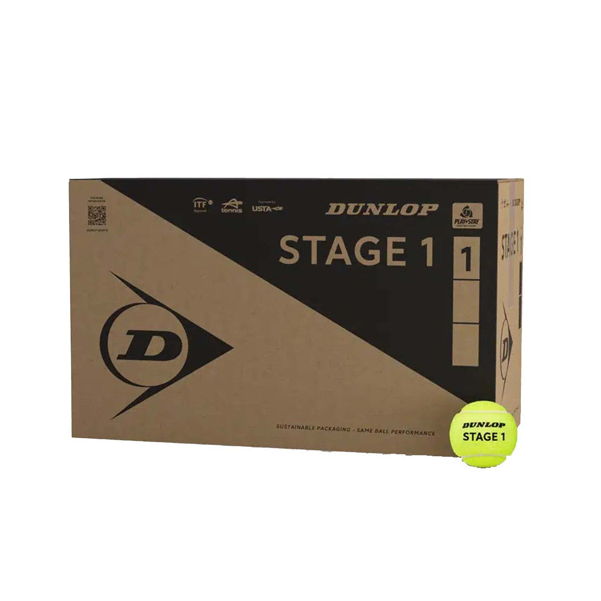 Box of 18 tubes of 4 Dunlop Stage 1 green Balls