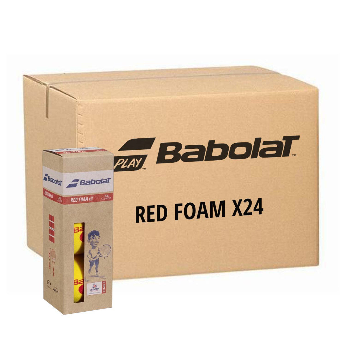 Box of 24 boxes of 3 Babolat Red Foam Balls