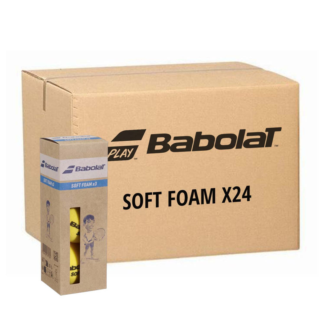 Box of 24 boxes of 3 Babolat Soft Foam Balls