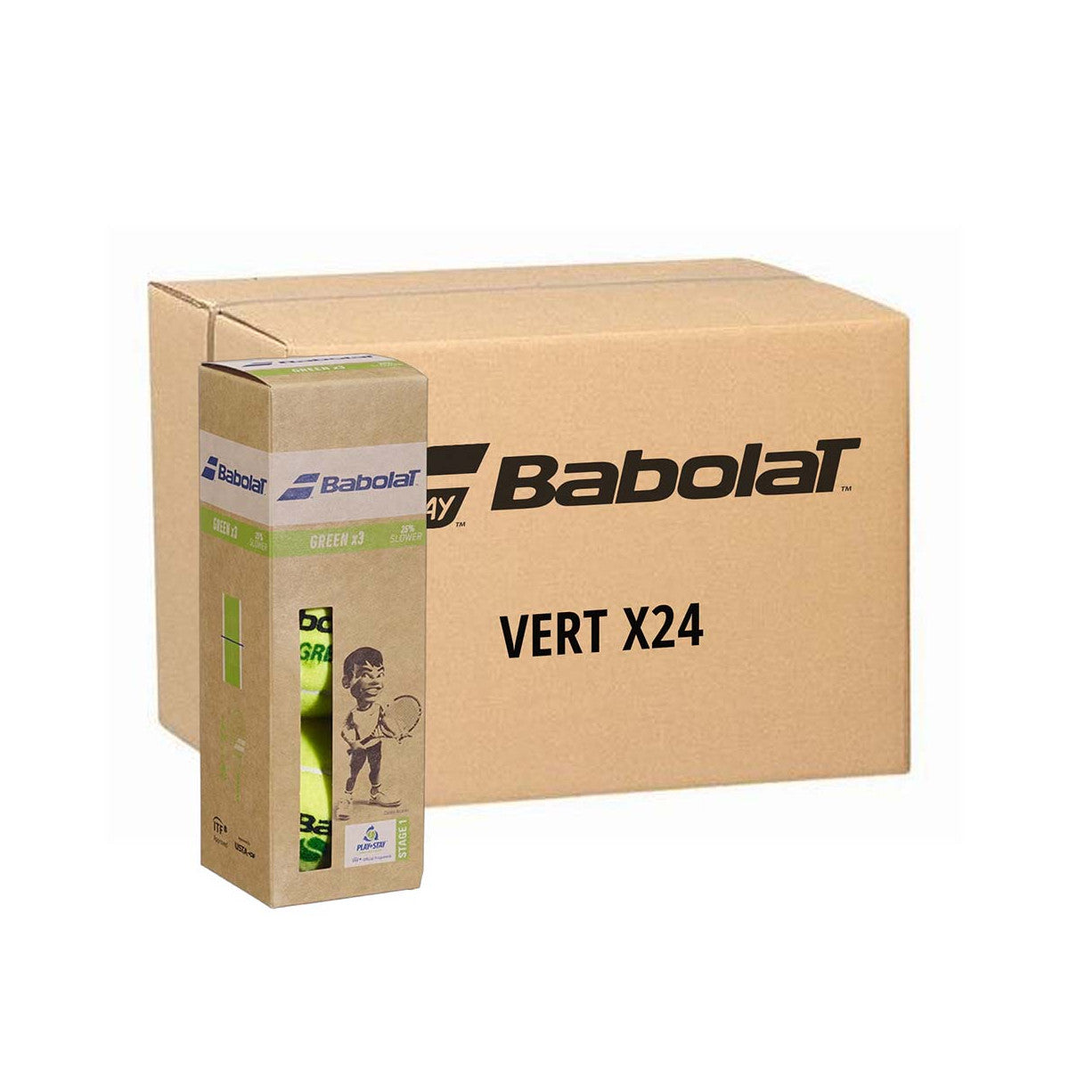Box of 24 cans of 3 Babolat Green Balls