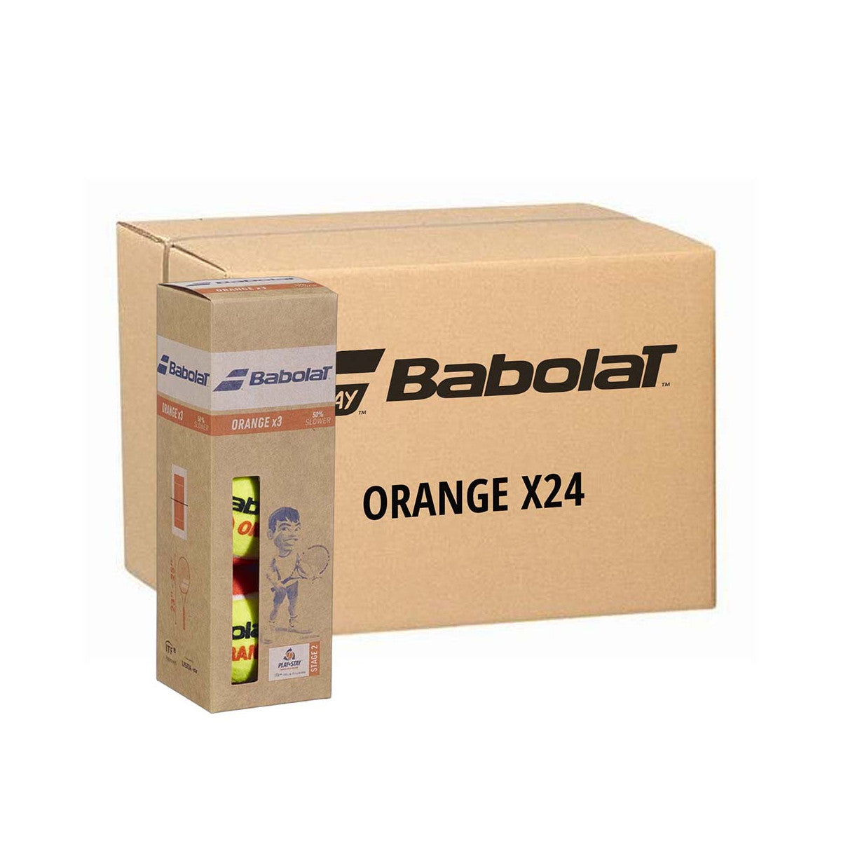 Box of 24 cans of 3 Babolat Orange Balls