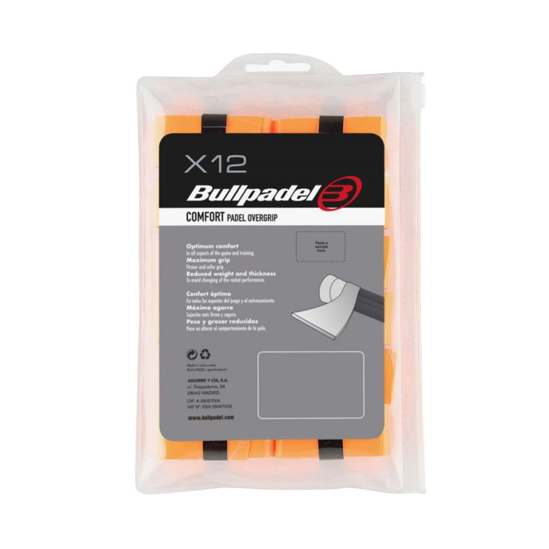 Bullpadel Comfort Orange x 12 overgrips