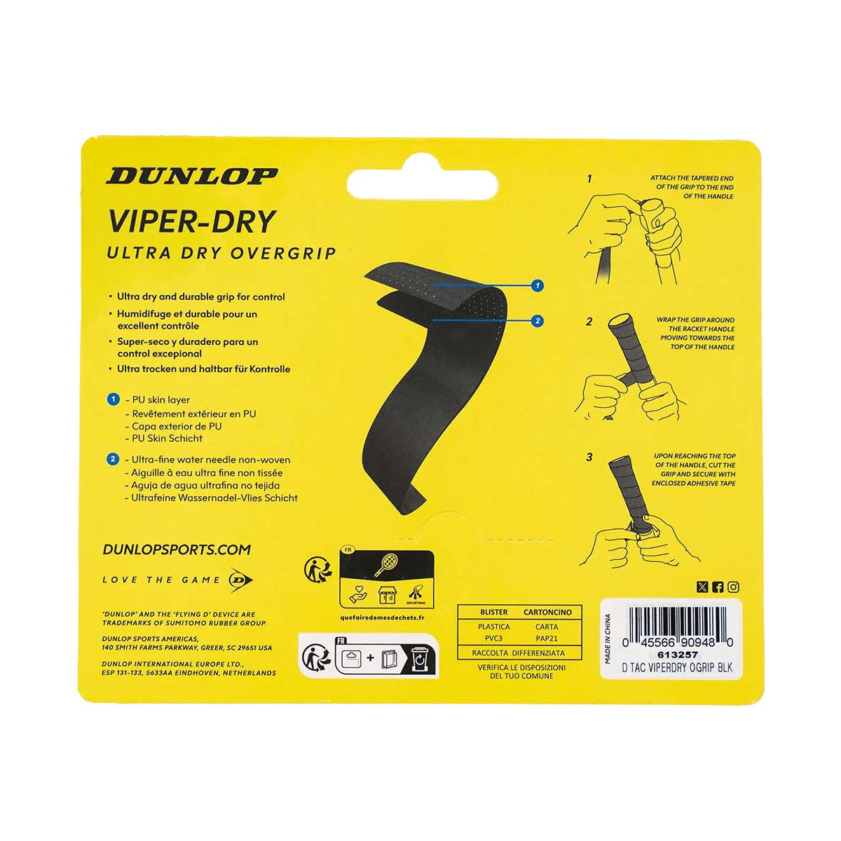 Dunlop Viper-Dry Black Overgrips x 3 – 2