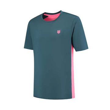K-Swiss Hypercourt Mix Melange Crew T-Shirt Petrol Blue / Pink