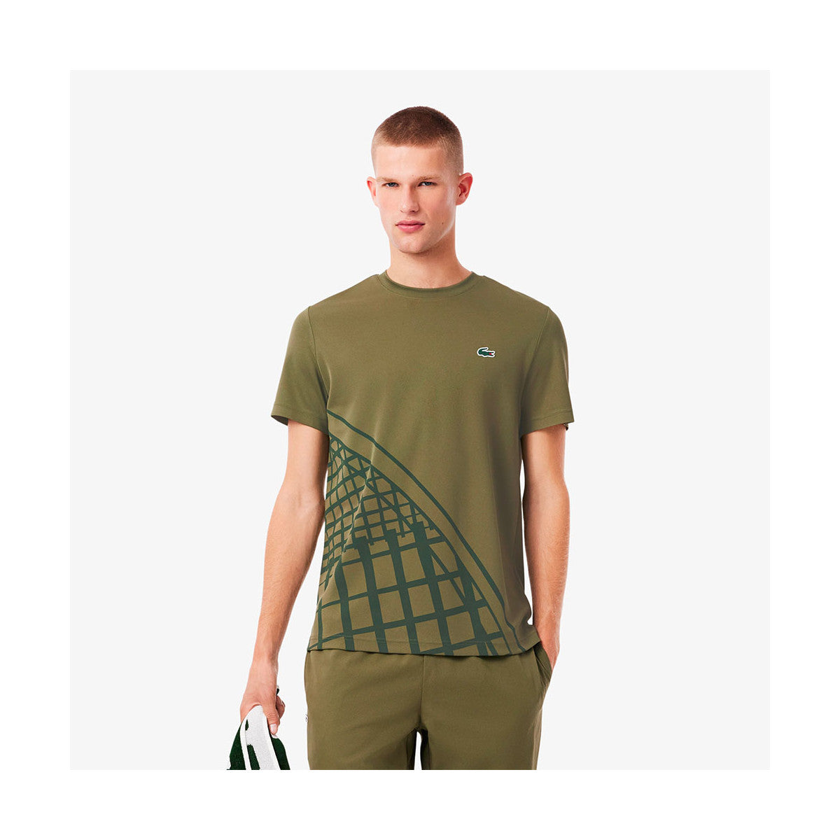 Lacoste Ultra Dry Printed Khaki T-shirt – 5