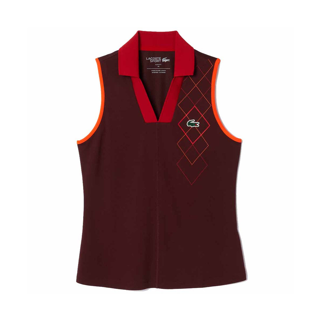 Lacoste Women Sleeveless Polo Shirt Burgundy