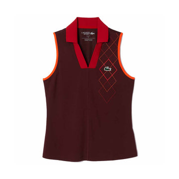 Lacoste Women Sleeveless Polo Shirt Burgundy