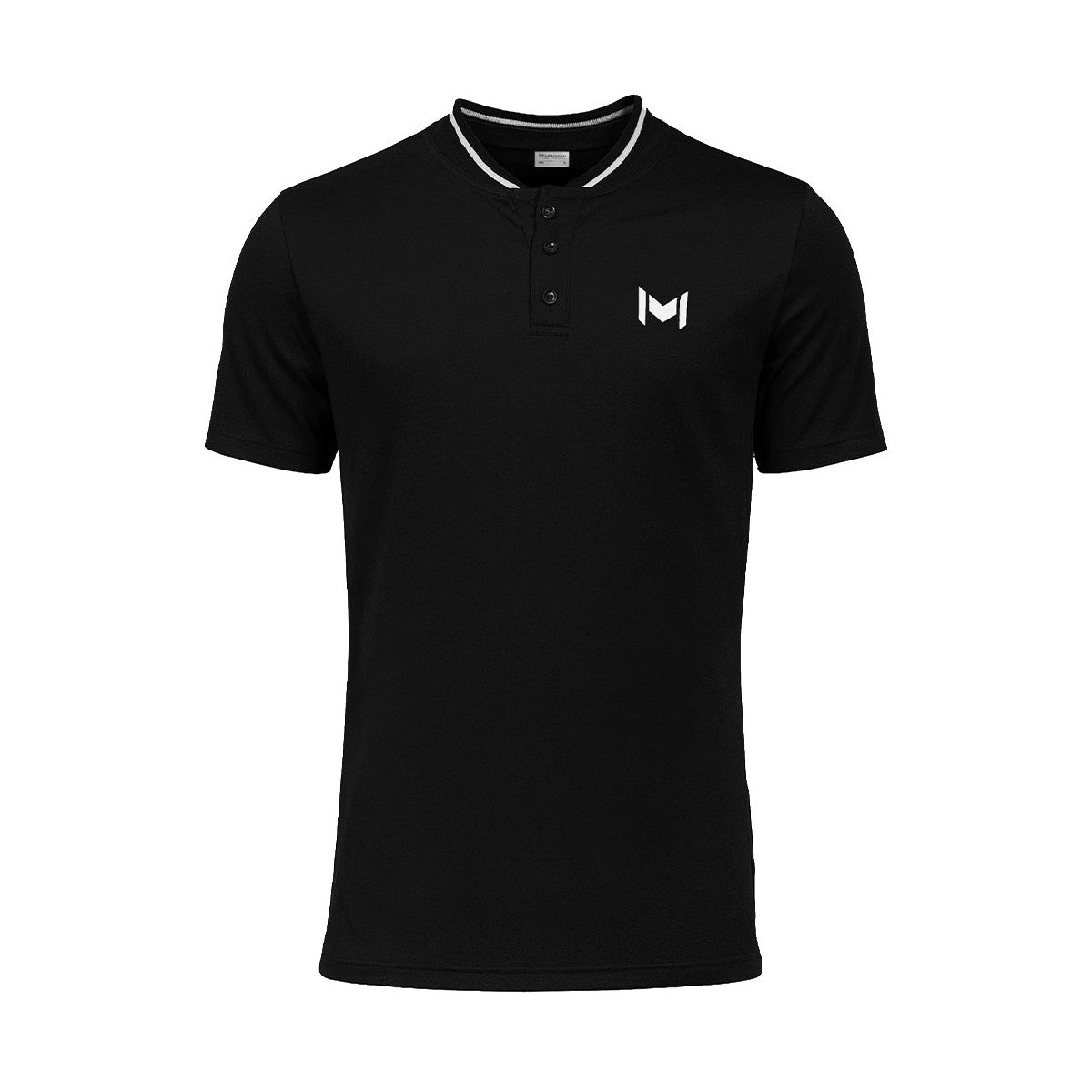 Mouratoglou Mandarin Collar Polo Black