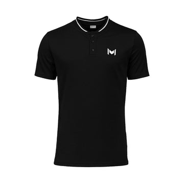 Mouratoglou Mandarin Collar Polo Black