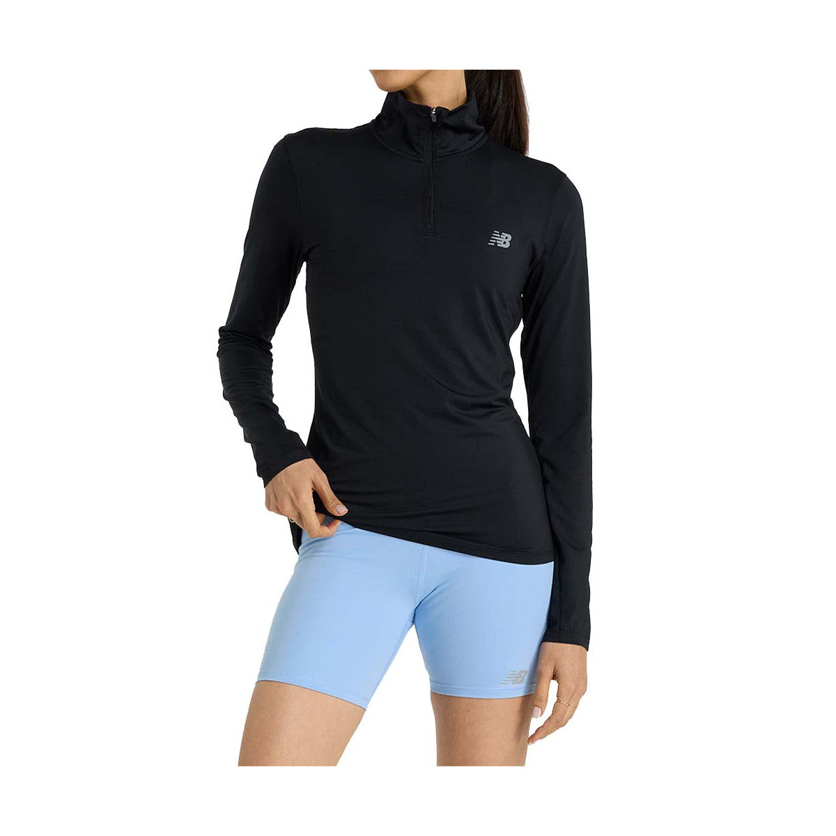 New Balance Women's Quarter Zip Long Sleeve T-Shirt Black