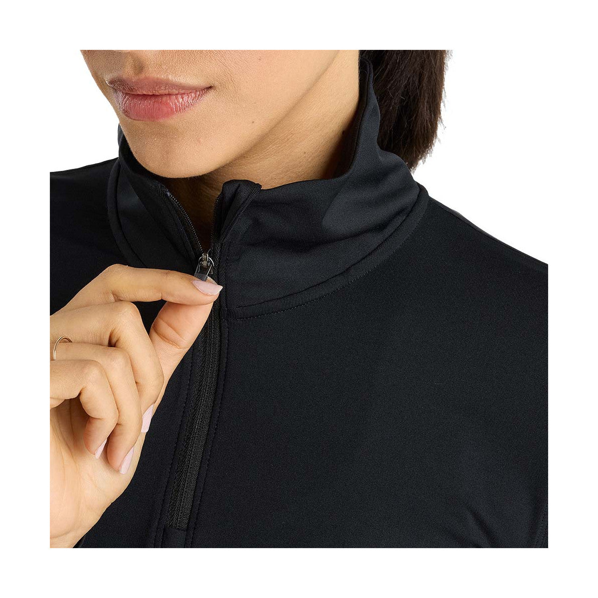New Balance Women's Quarter Zip Long Sleeve T-Shirt Black – 4