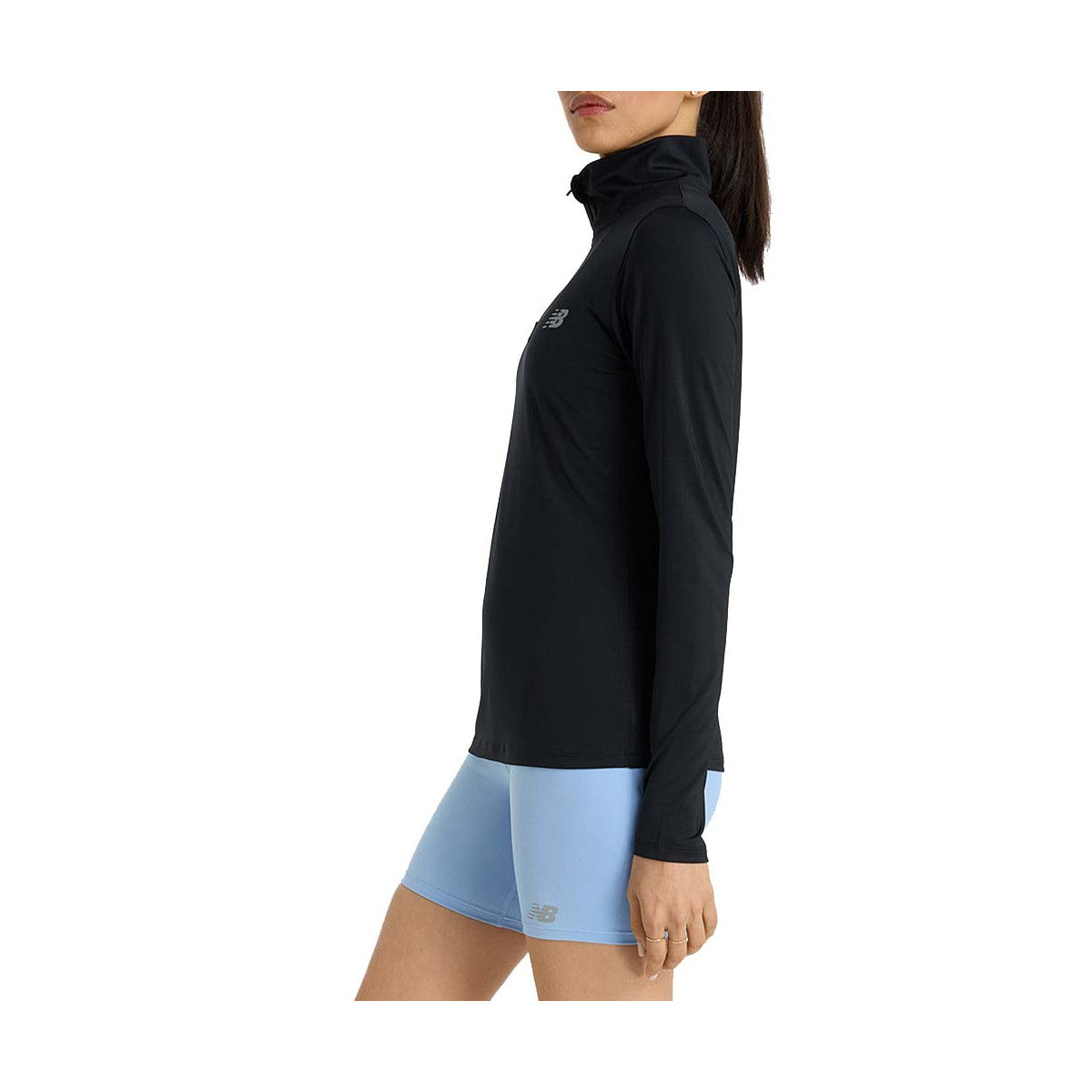 New Balance Women's Quarter Zip Long Sleeve T-Shirt Black – 2