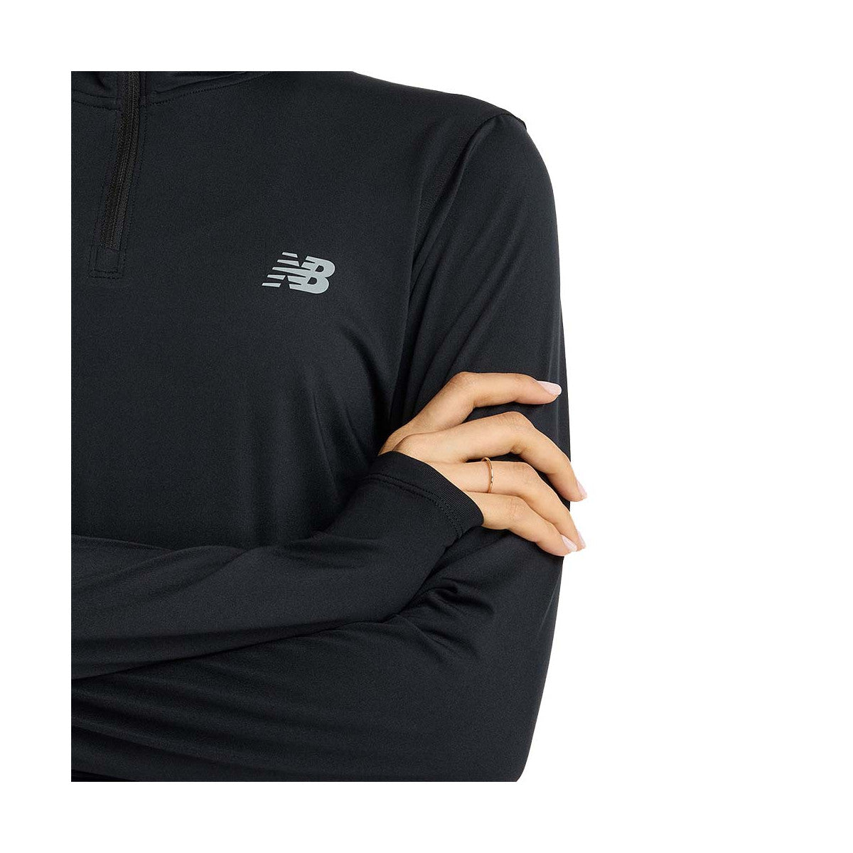 New Balance Women's Quarter Zip Long Sleeve T-Shirt Black – 5