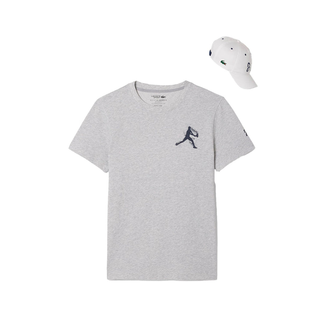 Pack T-Shirt + Lacoste Tennis Cap x Novak Djokovic Gray Melange / White