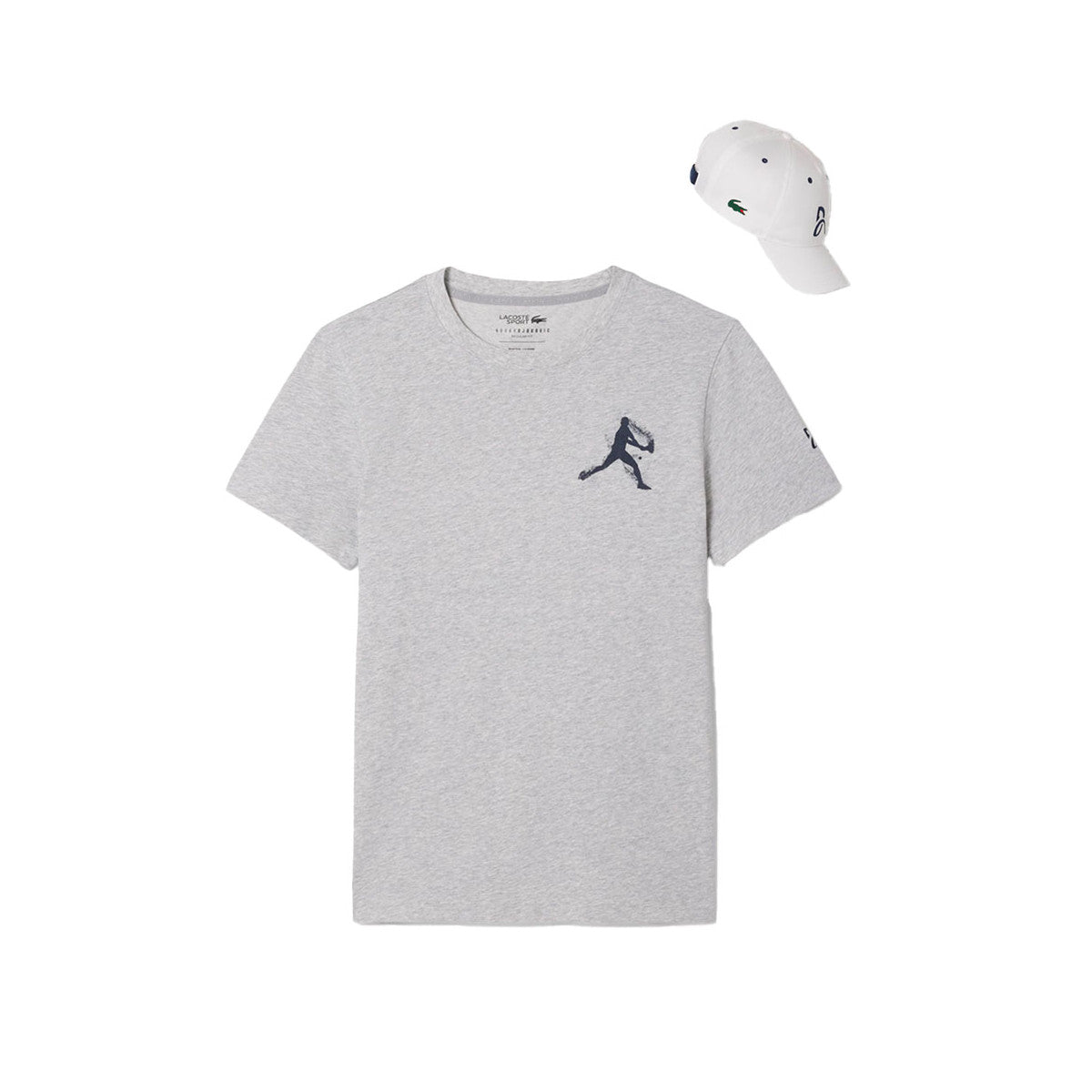 Pack T-Shirt + Lacoste Tennis Cap x Novak Djokovic Gray Melange / White