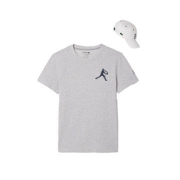 Pack T-Shirt + Lacoste Tennis Cap x Novak Djokovic Gray Melange / White