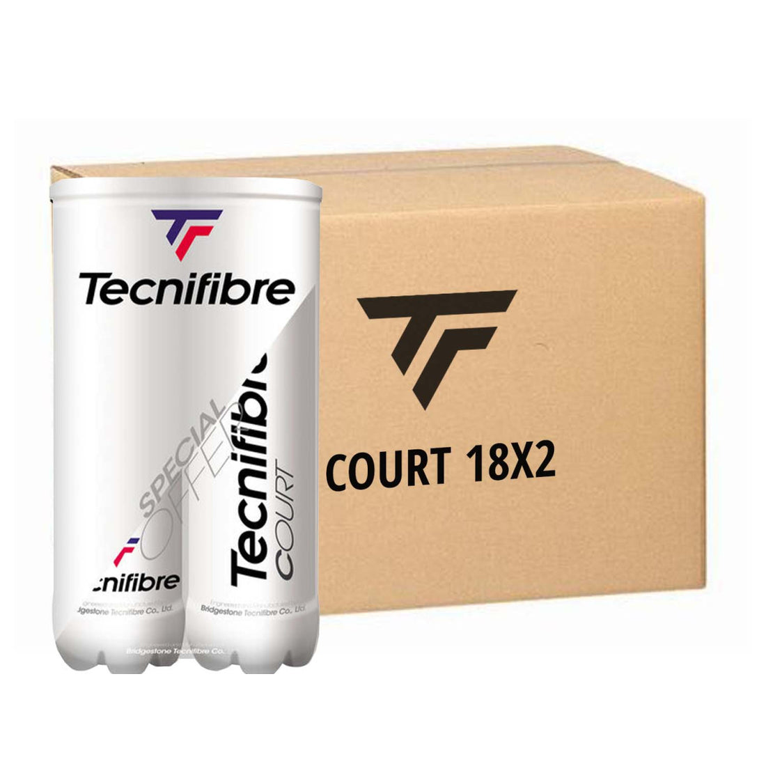 Tecnifibre Court Tennis Balls - Case of 18 Twin Packs (2x4 Ball Tubes)