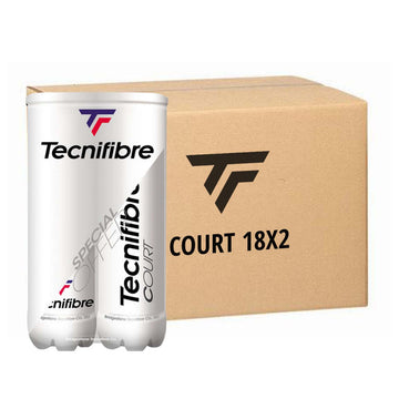 Tecnifibre Court Tennis Balls - Case of 18 Twin Packs (2x4 Ball Tubes)