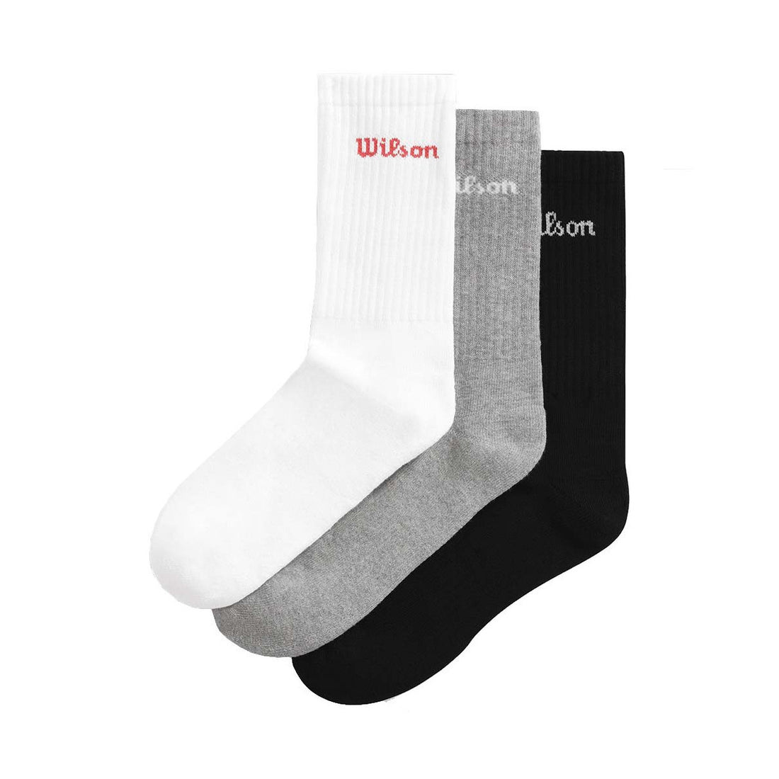 Wilson Crew Logo Socks 3-Pack White / Grey / Black