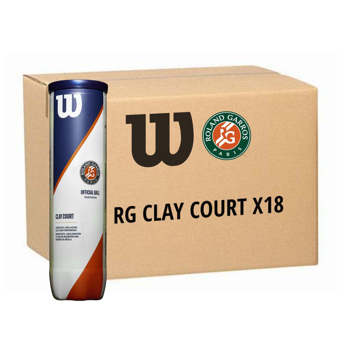Wilson Roland Garros Clay Court Tennis Balls - Case of 18 Tubes (72 Balls)